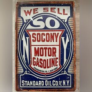 NEW in Package Vintage Look Metal Gas Station Garage Man Cave Sign Great Gift